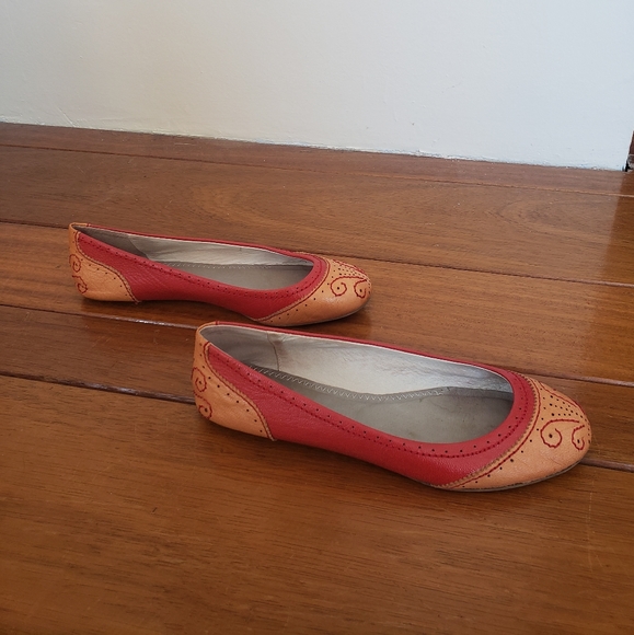 Anthro Pilcro Orange and Red Ballet Flats Size 7.5 - Picture 2 of 10